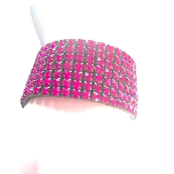 Red prong set crystal stretchy bracelet 2” w x 3” diameter - Picture 4 of 9